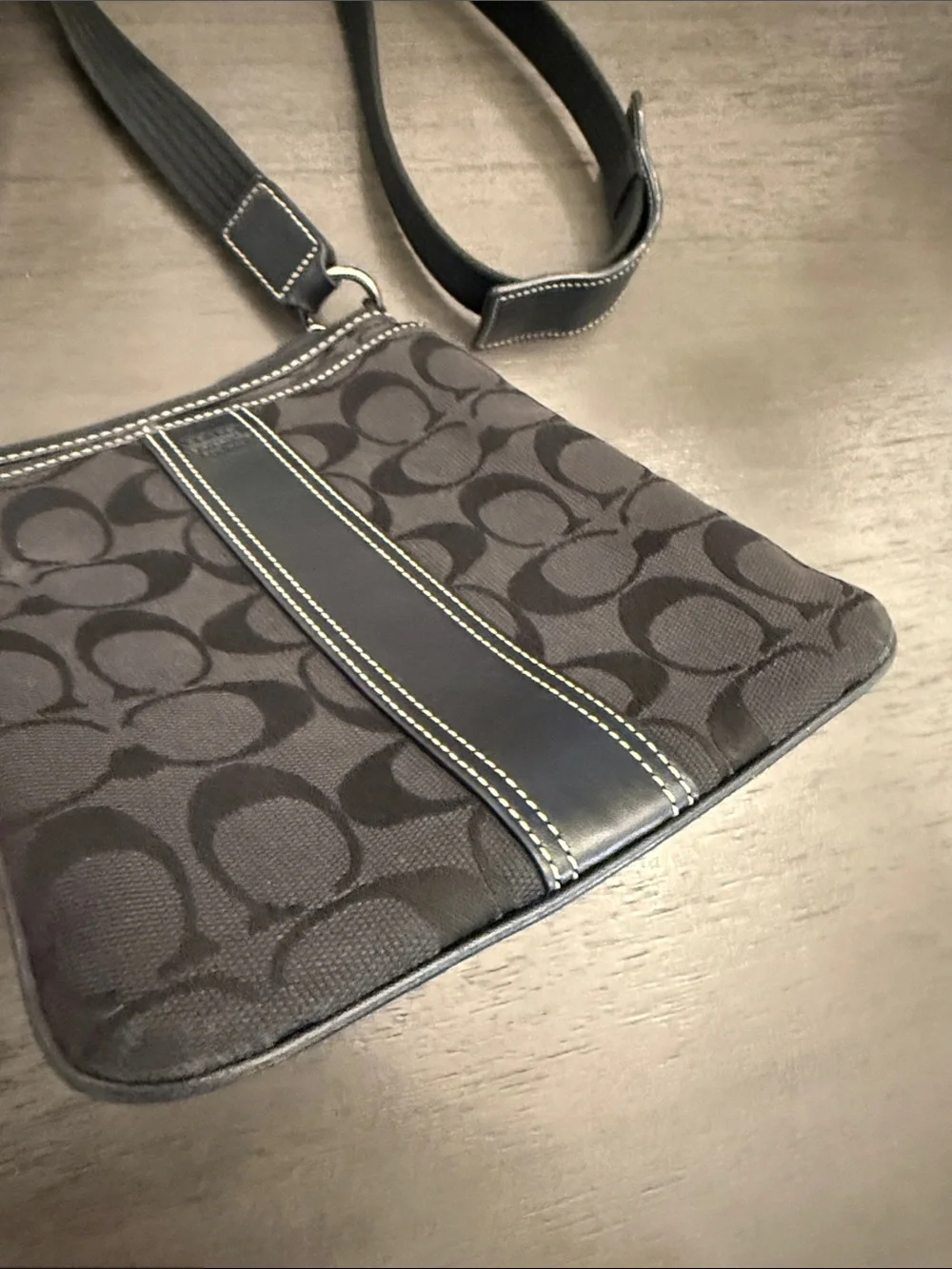 Coach Black Signature Jacquard Small Messenger Crossbody Bag